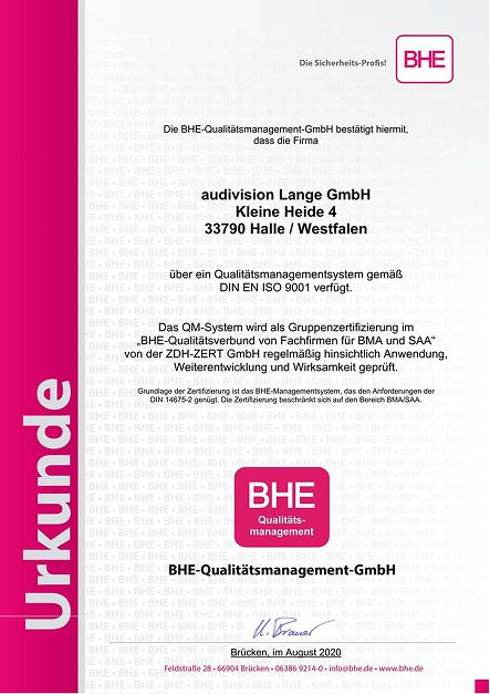 DIN EN ISO 9001 Zertifikat